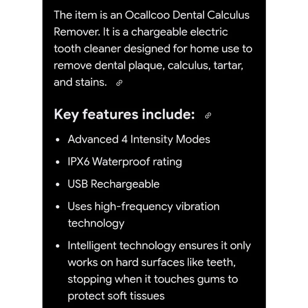 Ocallcoo Dental Calculus Remover One Size White